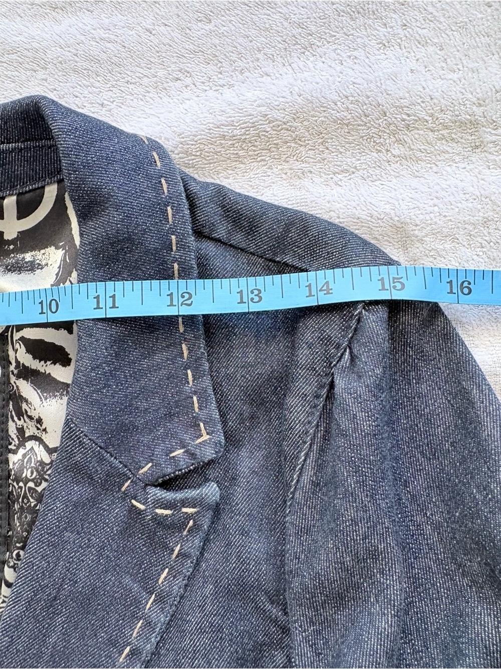 VTG Y2K Guess Jeans Dark Blue Denim Blazer with Contrast Topstitching Sz L - Picture 8 of 11